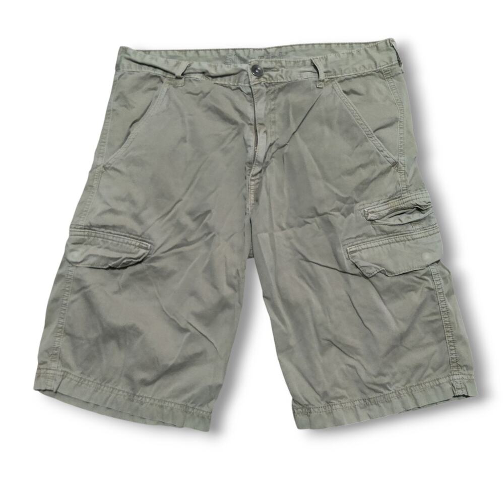 Vintage Levis Silvertab Cargo Shorts Mens 33 Khaki Baggy Wide Leg Pockets Y2K